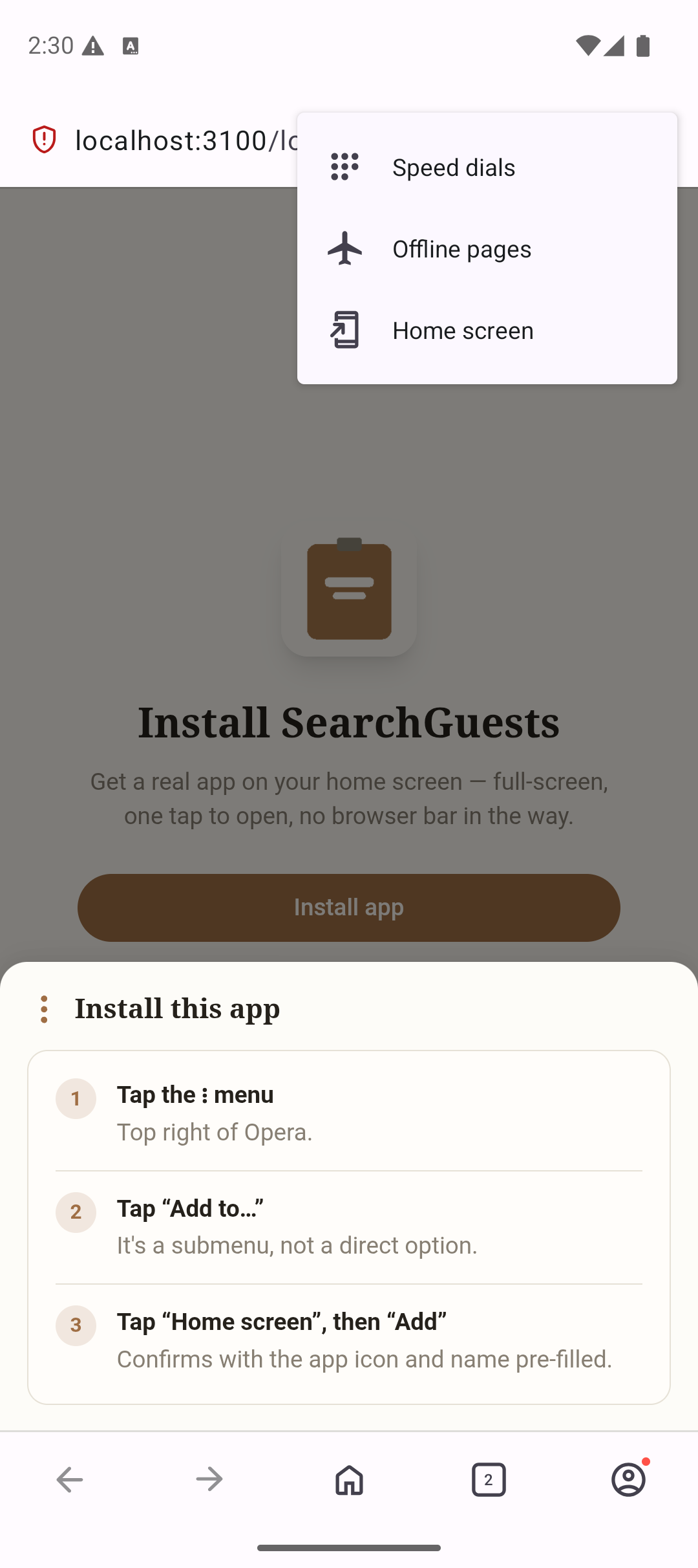 Opera's real Add to submenu